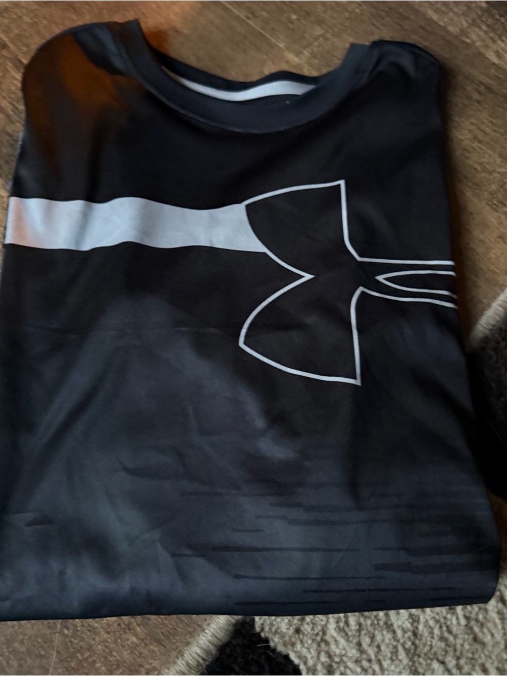Under Armour Black Shirt with White Logo Stripe